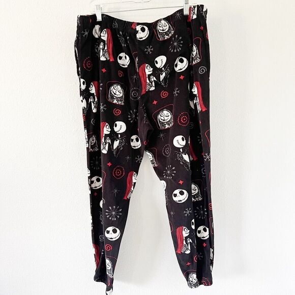 Disney Nightmare Before Christmas Lounge Pants 2X Black Fleece Jogger Pajamas - Picture 2 of 12